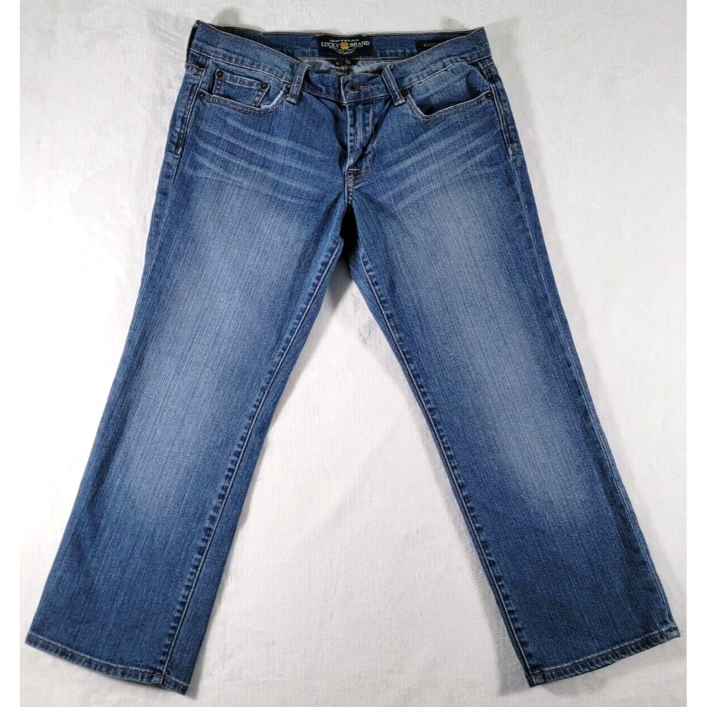 Lucky Brand Sweet N Crop Size 28 Blue Denim Mid-Rise Straight Leg Women's Jeans - Picture 2 of 16